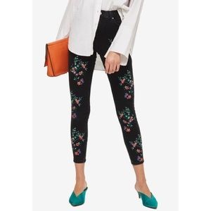 Topshop Jamie Floral Black Jeans